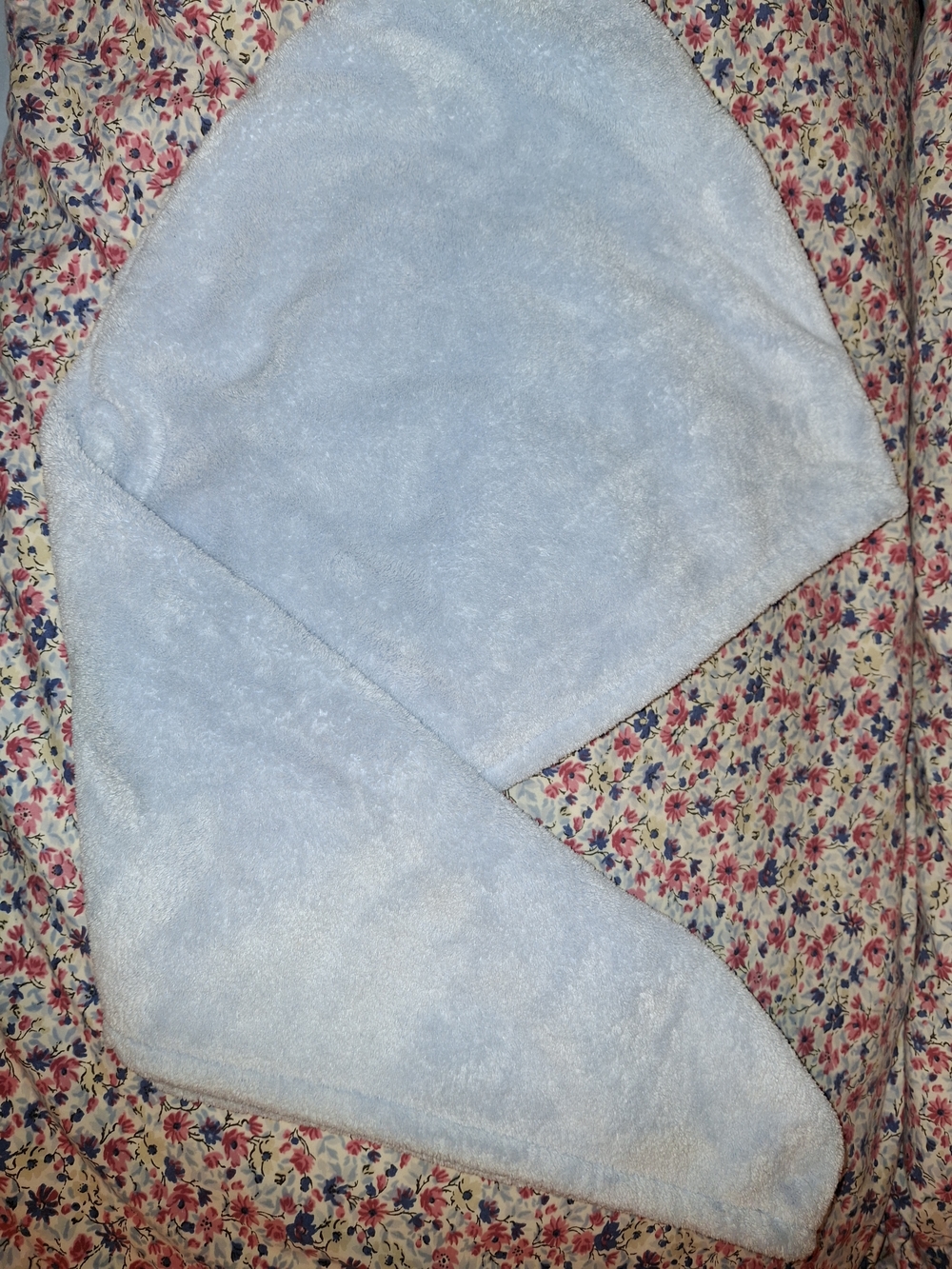 Light Blue Plush Hooded Towel Wrap